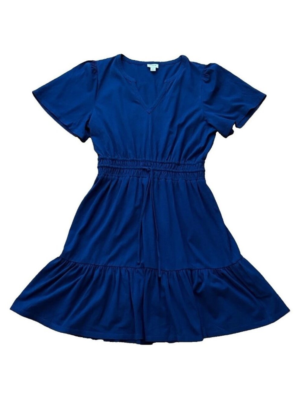J.Crew Dress Women’s Small Navy Blue Drawstring Waist Short Sleeve Cotton